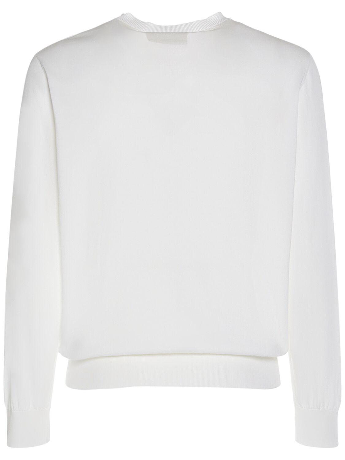 Shop Dsquared2 Logo Plaque Cotton Crewneck Sweater In Optic White