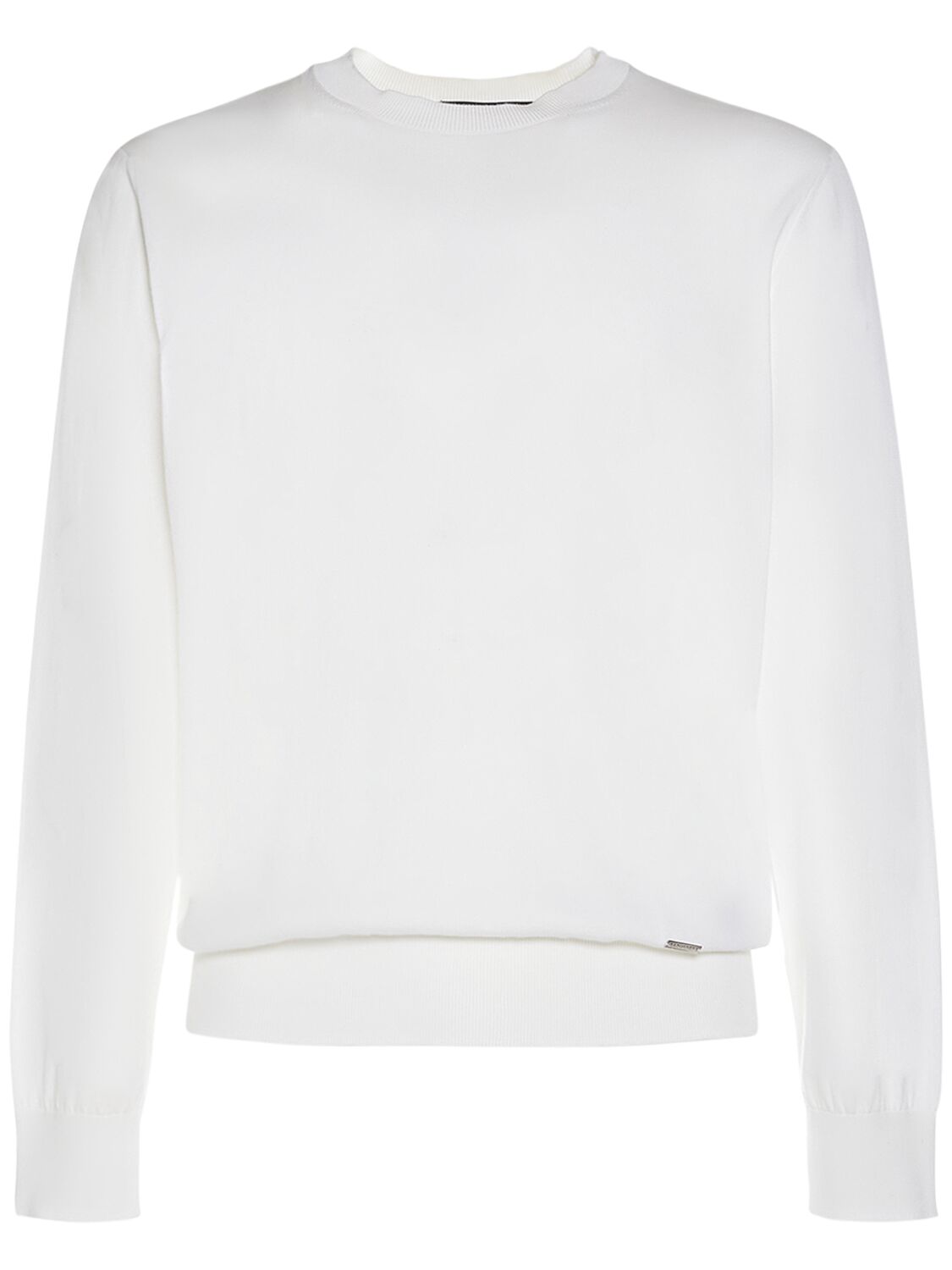 Shop Dsquared2 Logo Plaque Cotton Crewneck Sweater In Optic White