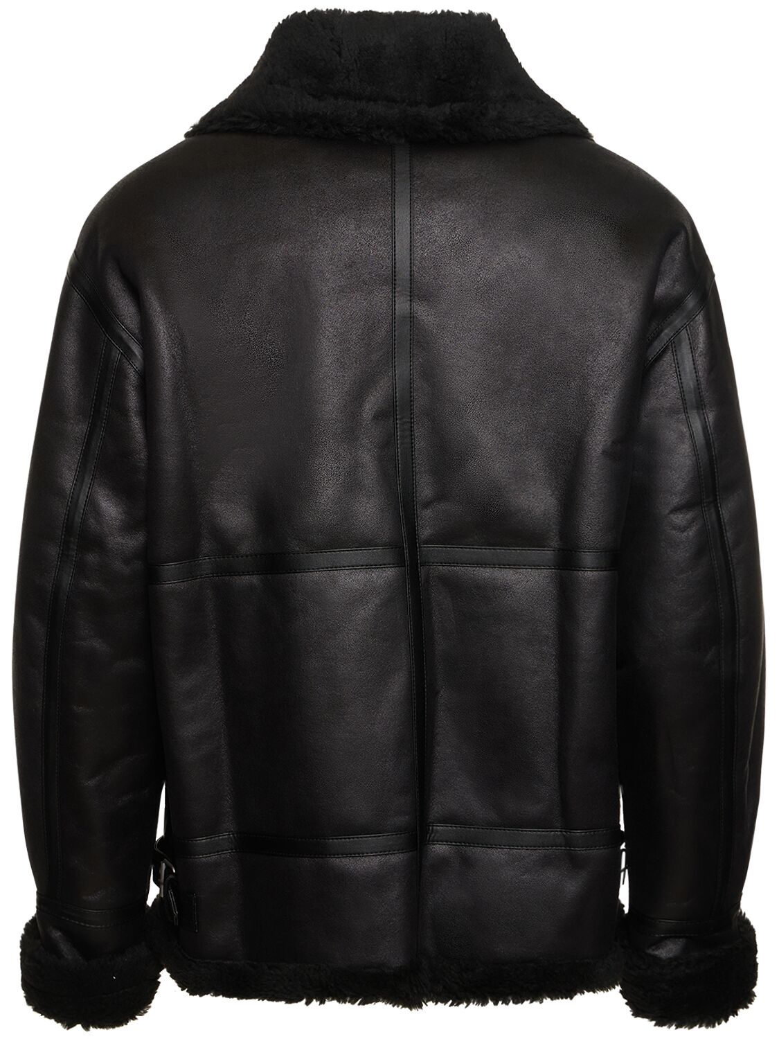 Shop Dunst Unisex Loose Fit Shearling Jacket In Black