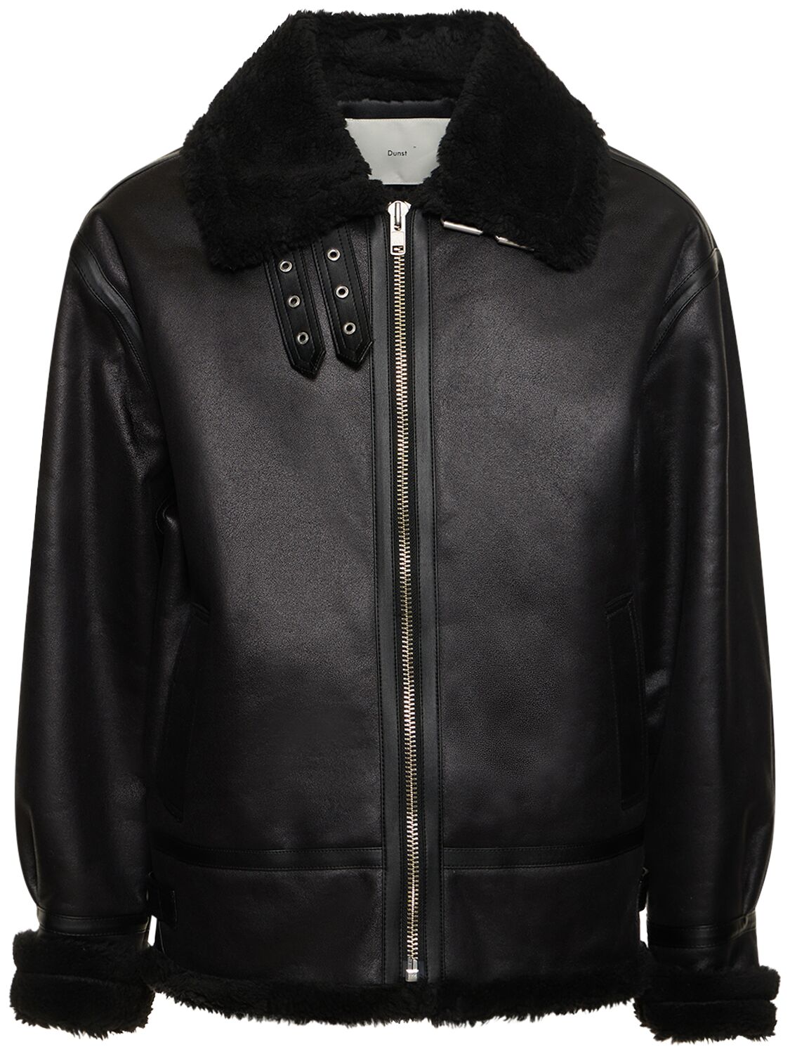 Shop Dunst Unisex Loose Fit Shearling Jacket In Black