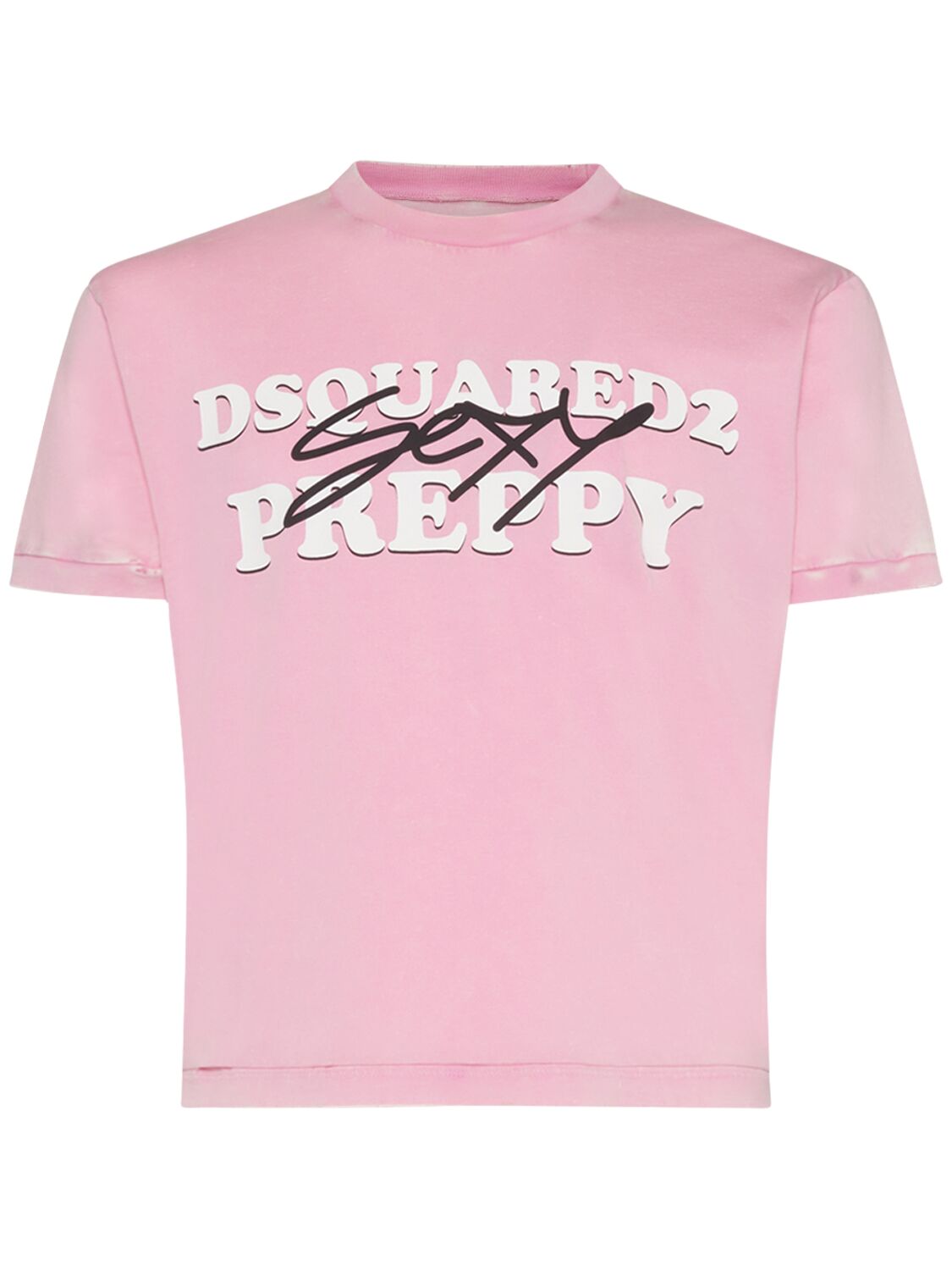 Shop Dsquared2 Preppy Printed Cotton T-shirt In Lilac