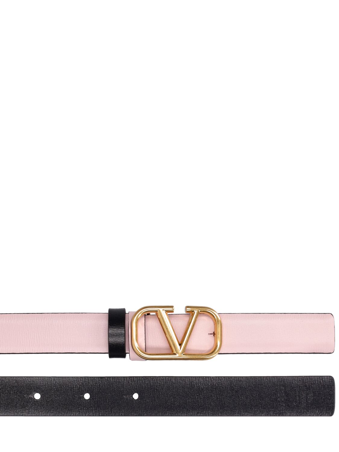 Shop Valentino 20mm Vlogo Reversible Leather Belt In Rose Quarz,blac