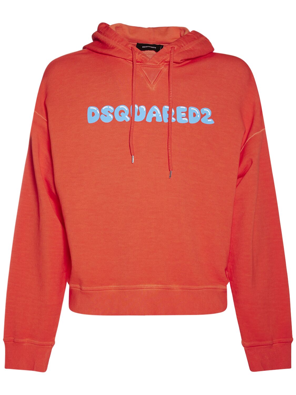 Dsquared2 Logo Relaxed Cotton Hoodie In Orange,red