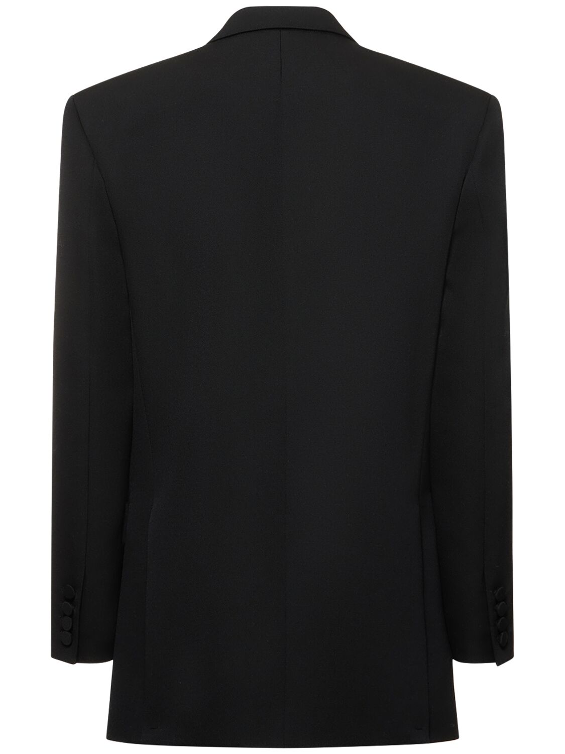 Shop Valentino Double Breasted Wool Blazer In Black