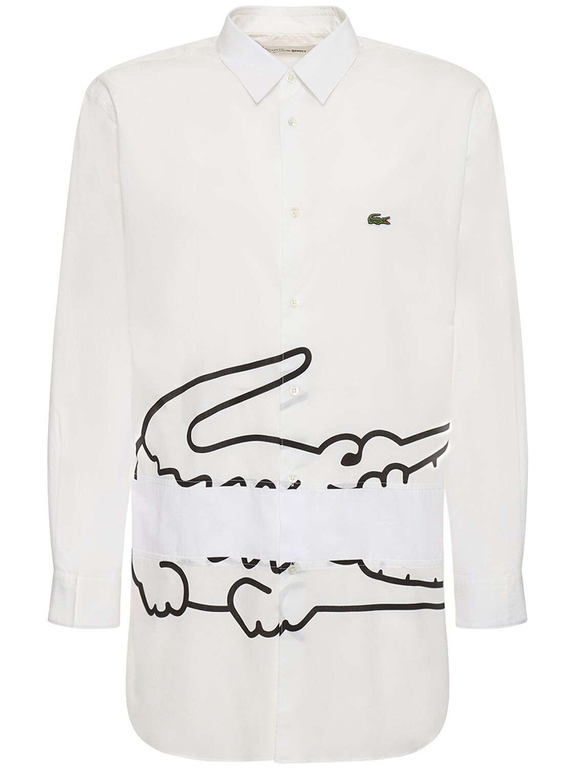 Comme Des Garçons Shirt Lacoste Printed Cotton Poplin Shirt In White