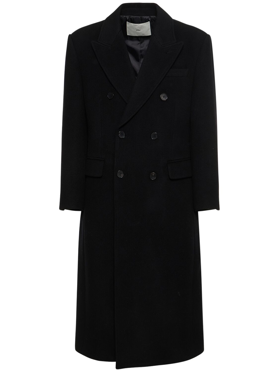 Dunst Unisex Tailored Double Brested Wool Coat In Black