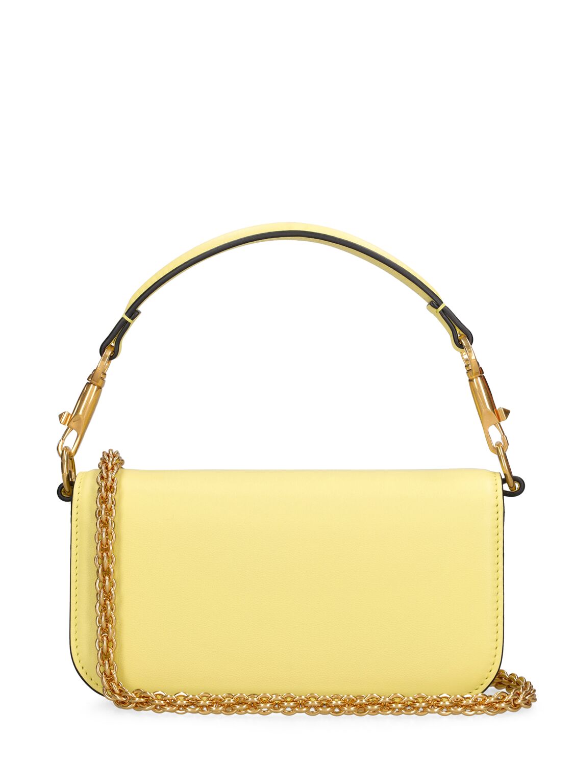 Shop Valentino Small Locò Leather Top Handle Bag In Light Yellow