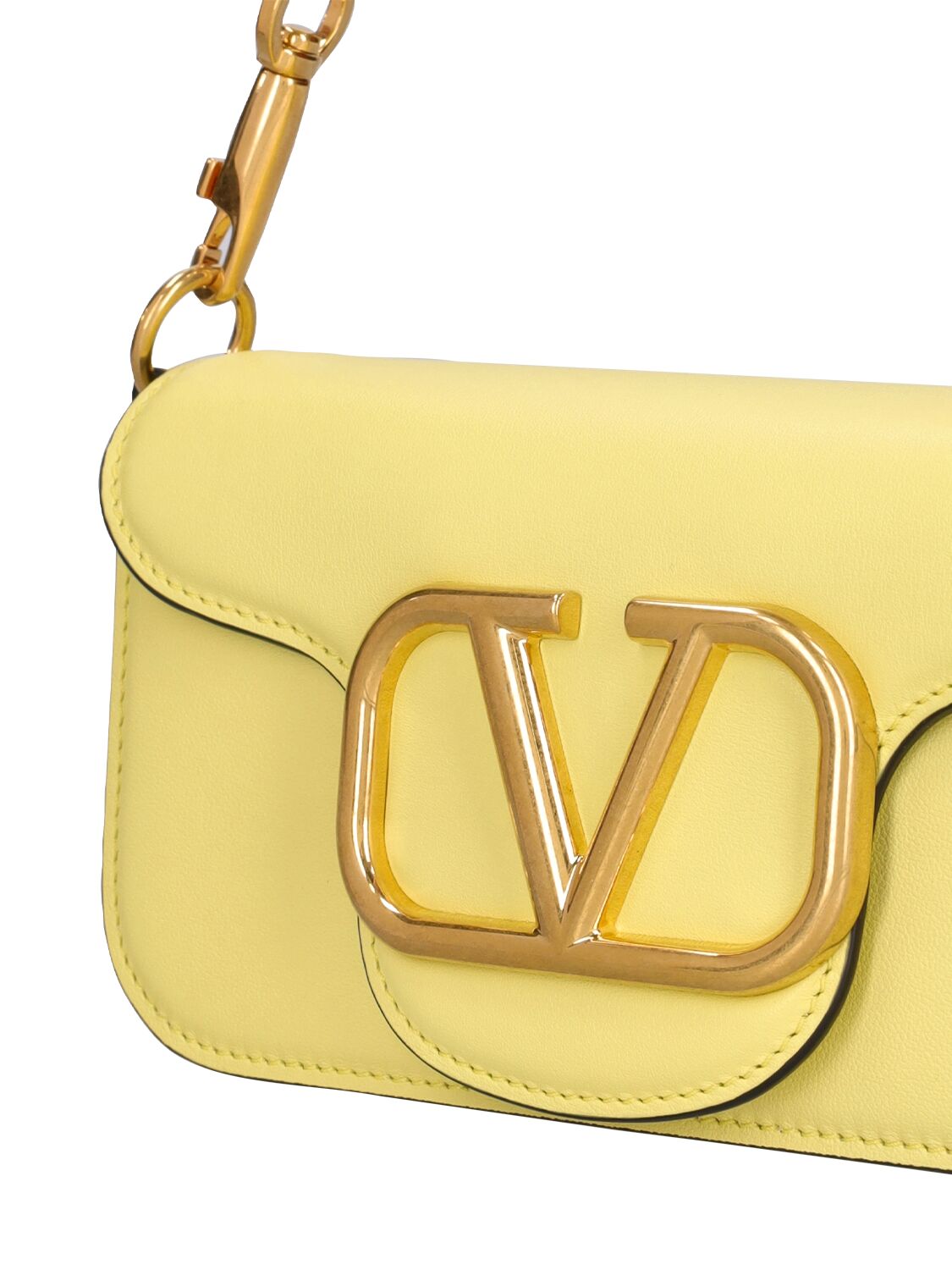 Shop Valentino Small Locò Leather Top Handle Bag In Light Yellow