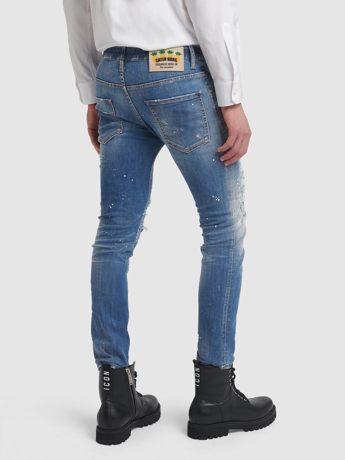 Shop Dsquared2 Skater Fit Cotton Denim Jeans In Navy