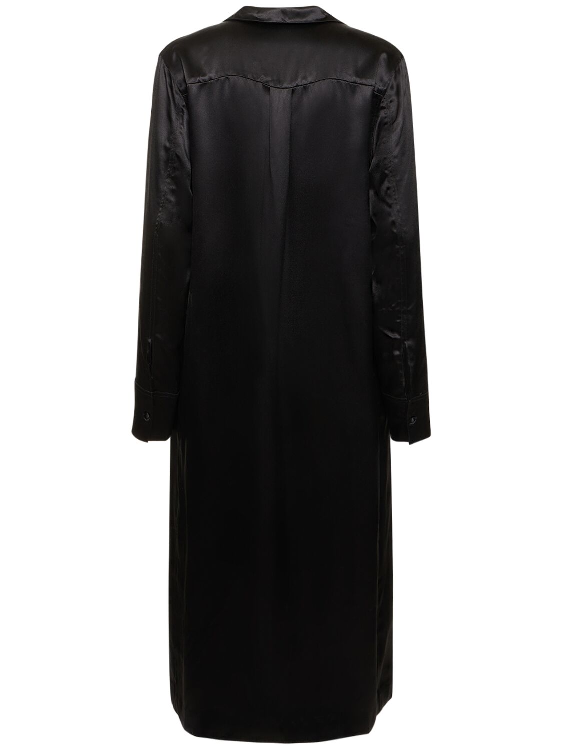 Shop Loulou Studio Oyat Silk Blend Long Shirt In Schwarz