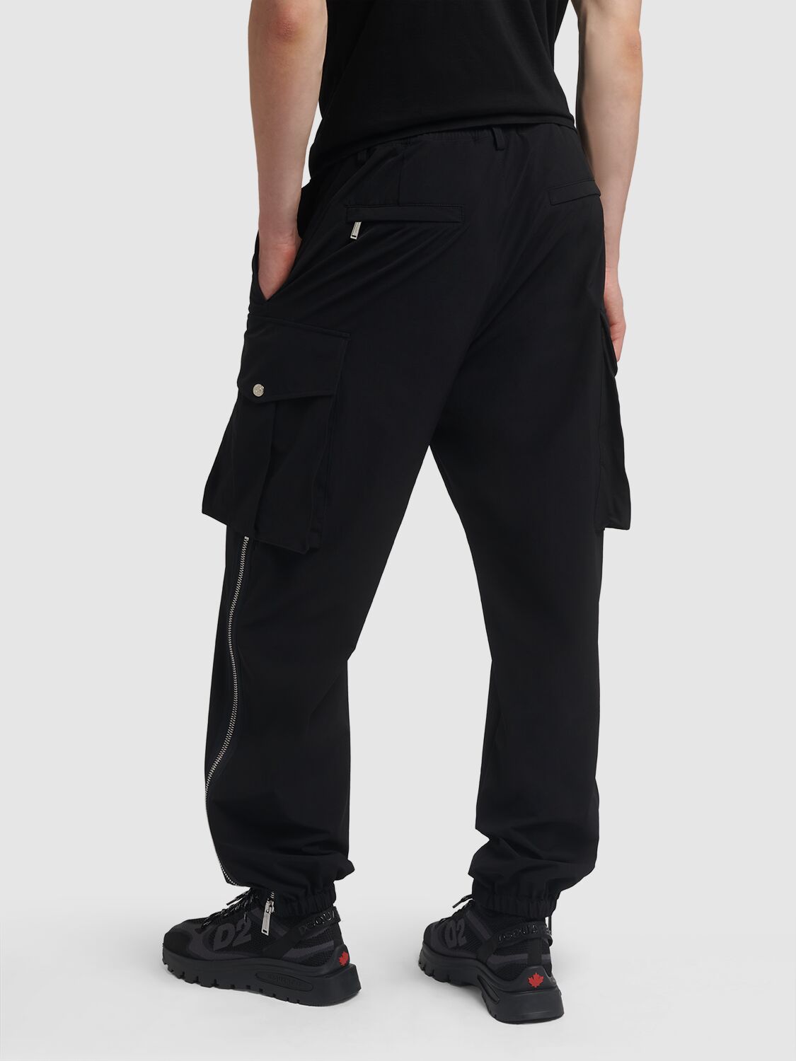 Shop Dsquared2 Tech Blend Cargo Pants In Black