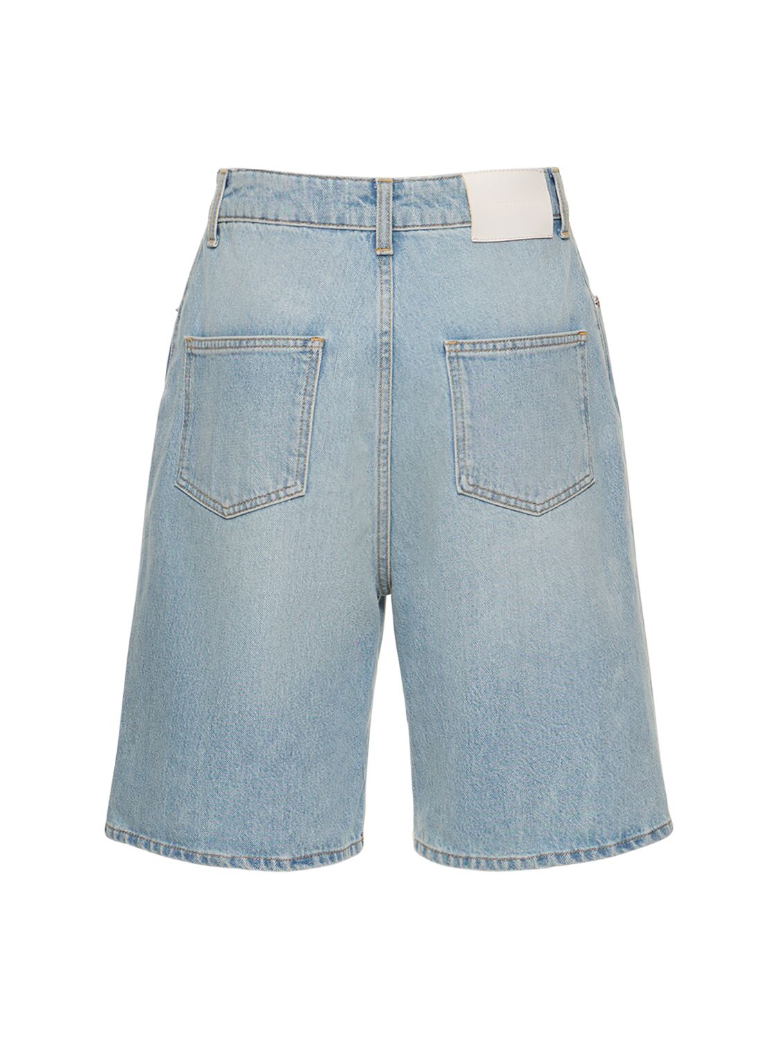 Shop Loulou Studio Isu Cotton Denim Shorts In Hellblau