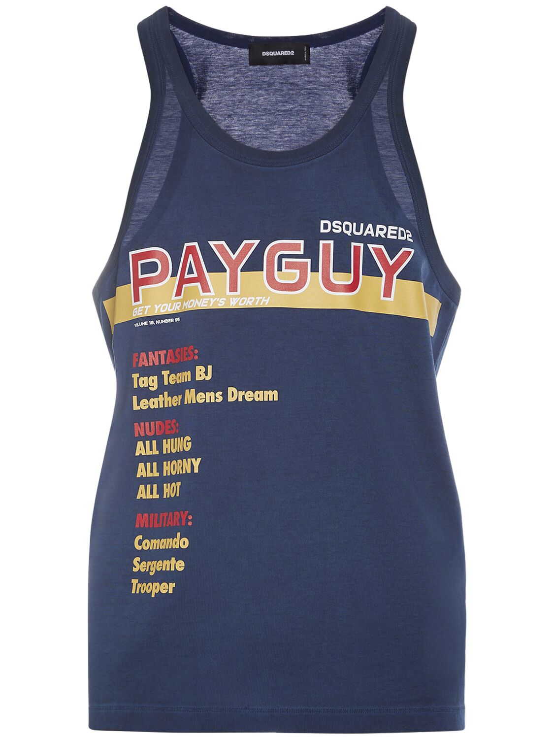 Dsquared2 Printed Cotton Jersey Tank Top In Navy