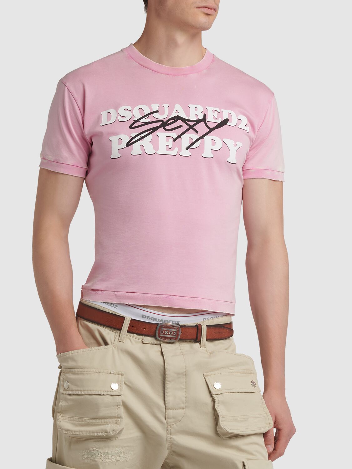 Shop Dsquared2 Preppy Printed Cotton T-shirt In Lilac