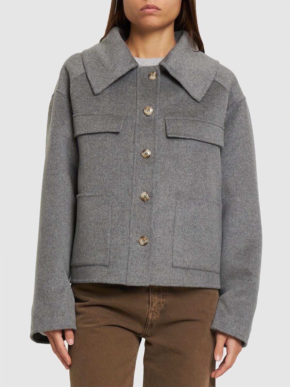 Shop Loulou Studio Cilla Wool & Cashmere Jacket In Grau