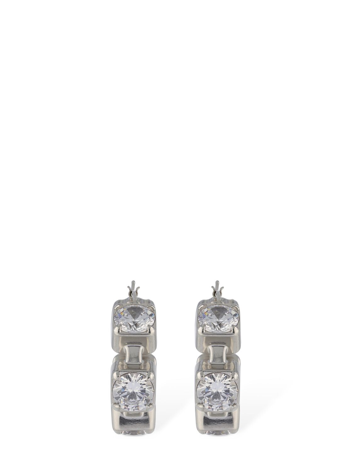 Shop Jil Sander Bw1 5 Crystal Hoop Earrings In Silver