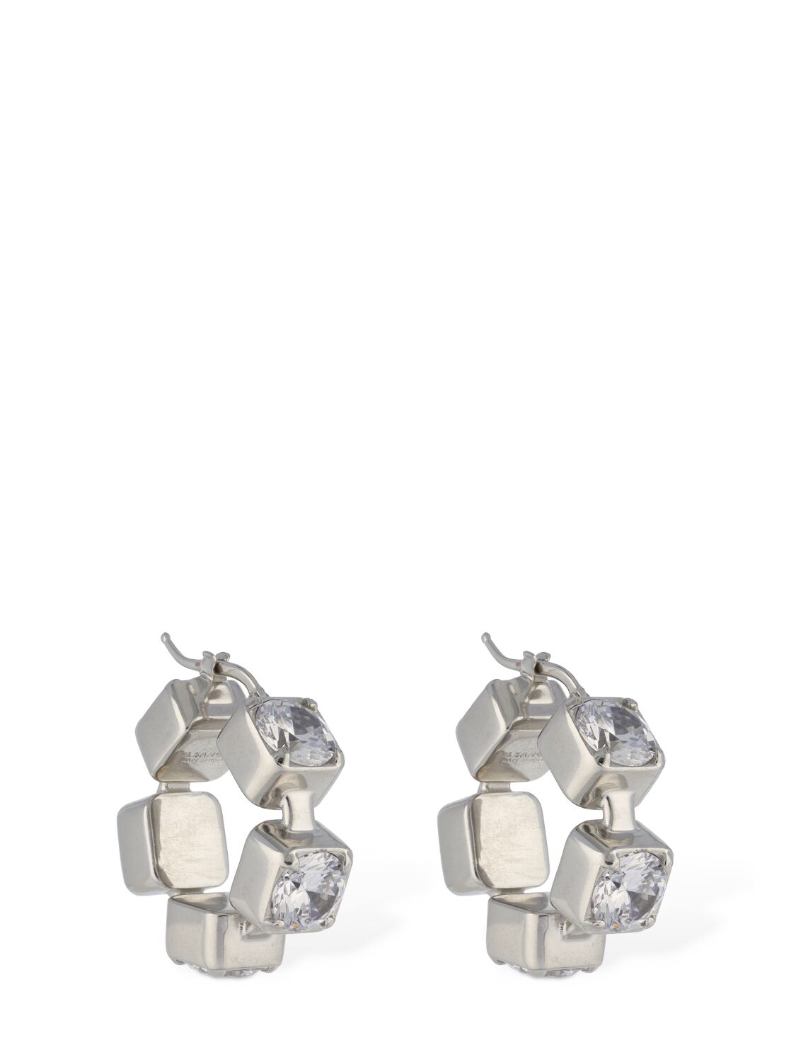 Jil Sander Bw1 5 Crystal Hoop Earrings In Silver