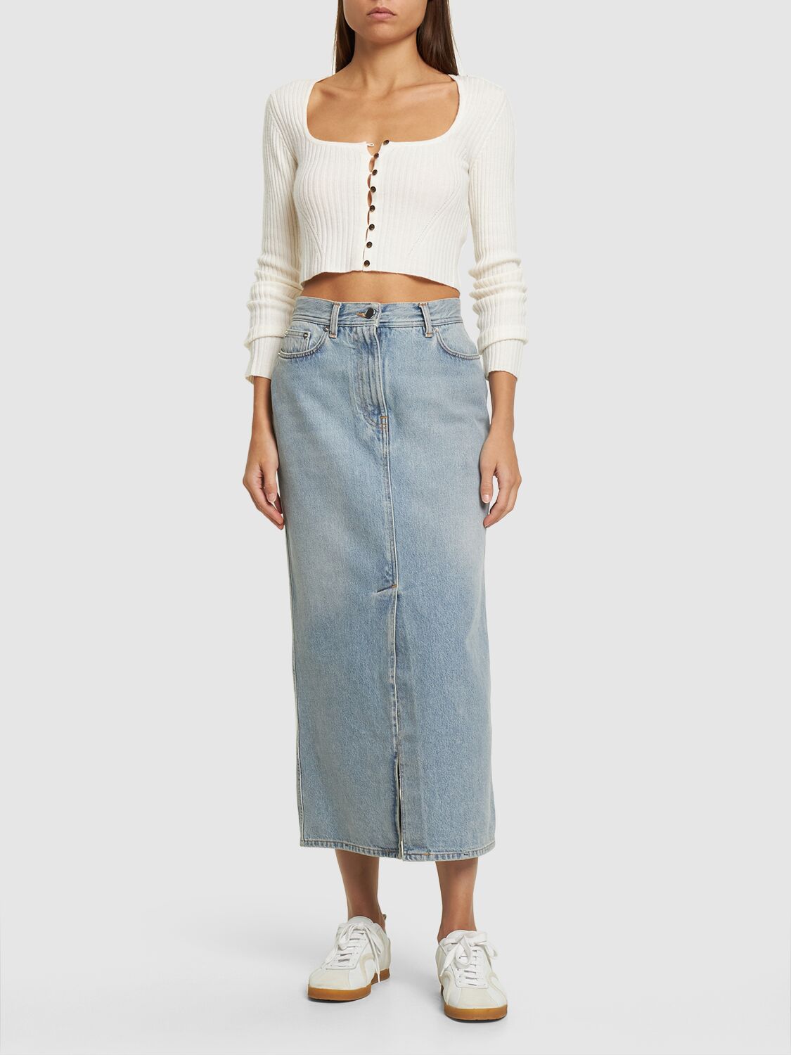 LOULOU STUDIO DAHLIA WOOL BLEND CROP CARDIGAN 