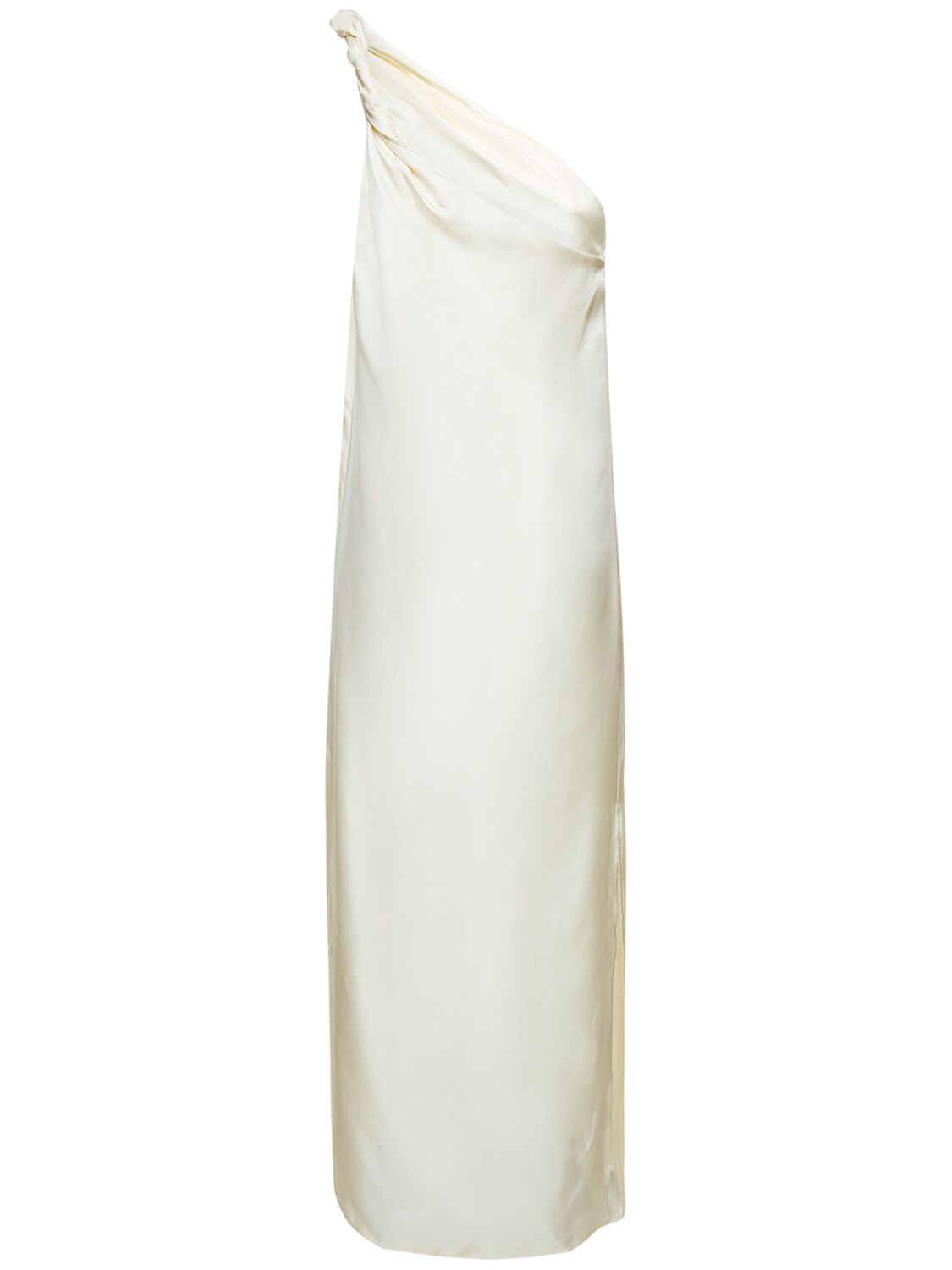 Shop Loulou Studio Adela Asymmetric Silk Midi Dress In Weiss