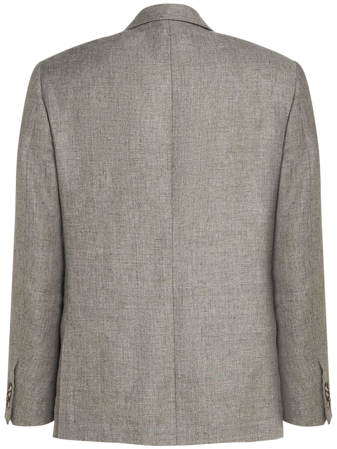 Shop Loro Piana Milano Linen Double Breasted Jacket In Grey