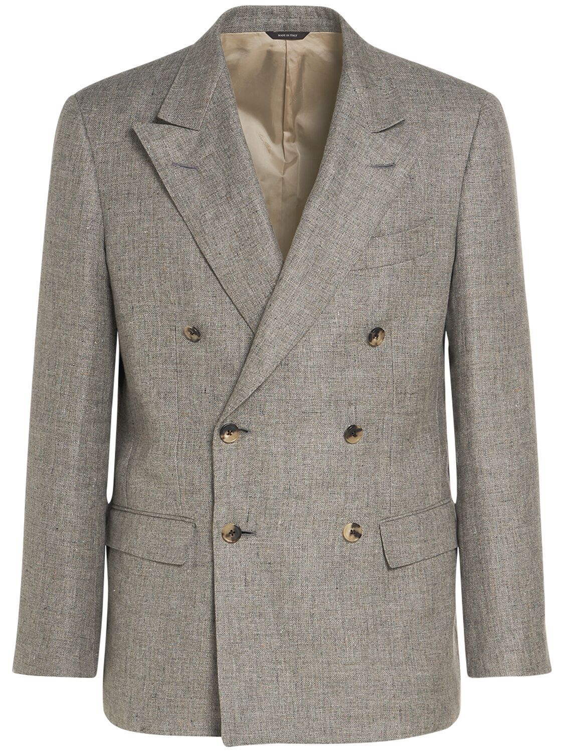 Loro Piana Milano Linen Double Breasted Jacket In Grey