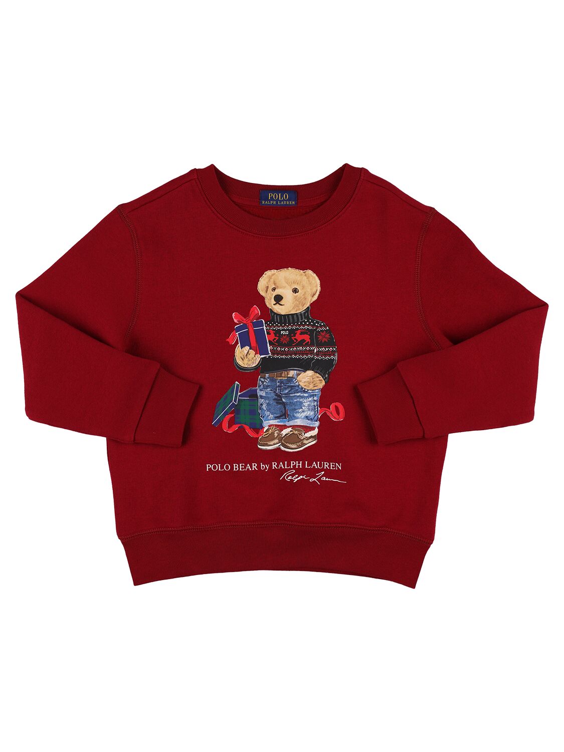 RALPH LAUREN POLO BEAR PRINT BLEND COTTON SWEATSHIRT