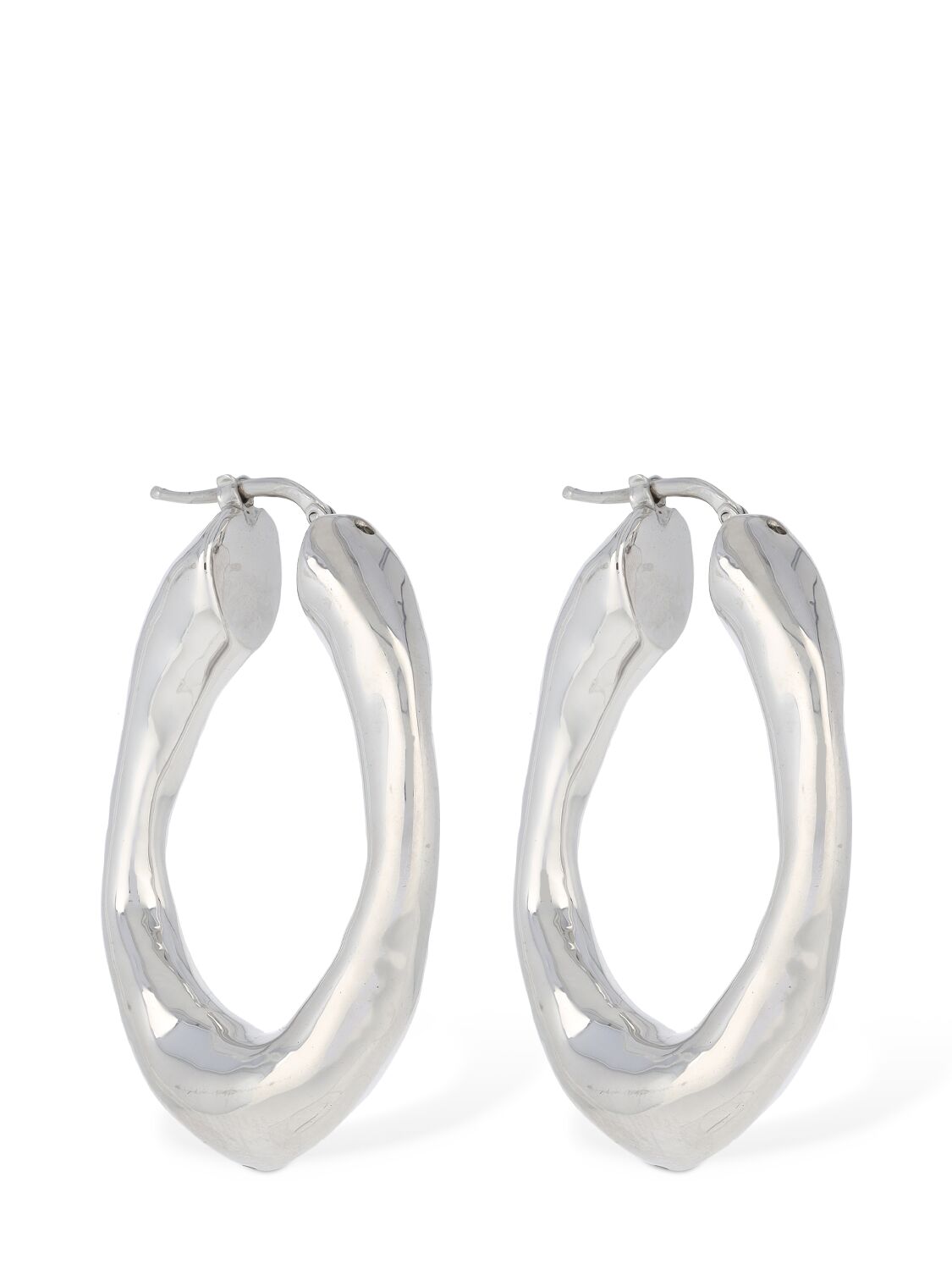 Shop Jil Sander Bw5 2 Medium Hoop Earrings In Silver