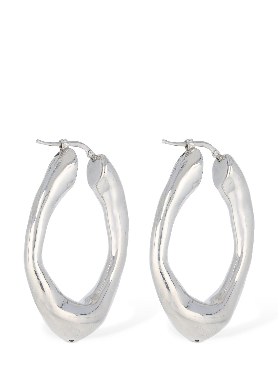 Shop Jil Sander Bw5 2 Medium Hoop Earrings In Silver