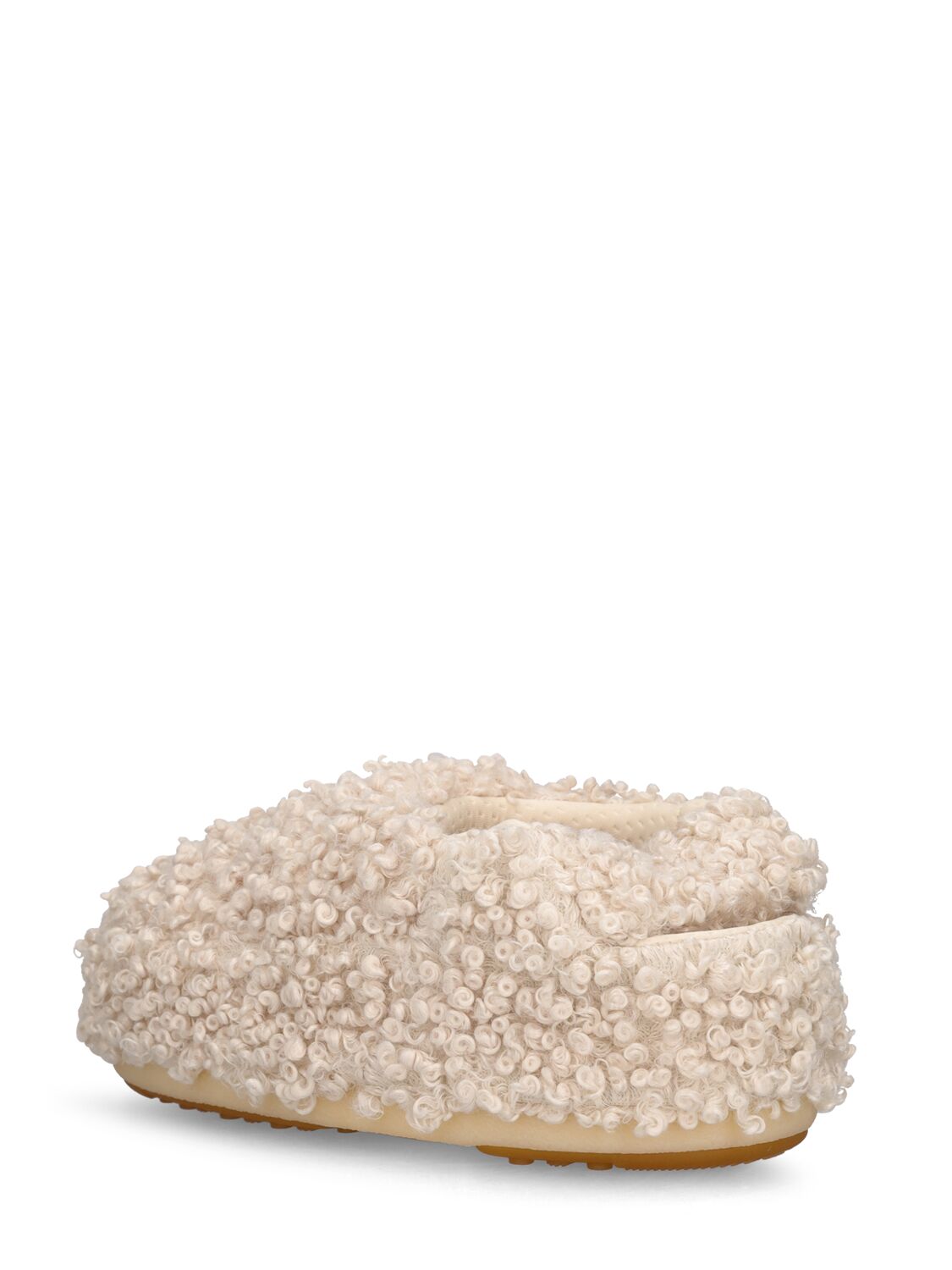 Shop Moon Boot Curly Faux Fur Mules In Beige