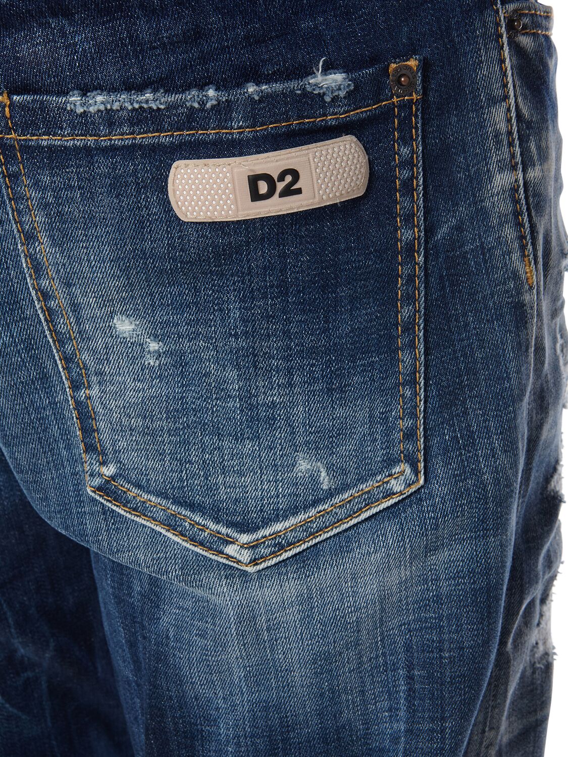 Shop Dsquared2 642 Fit Zipped Cotton Denim Jeans In Navy