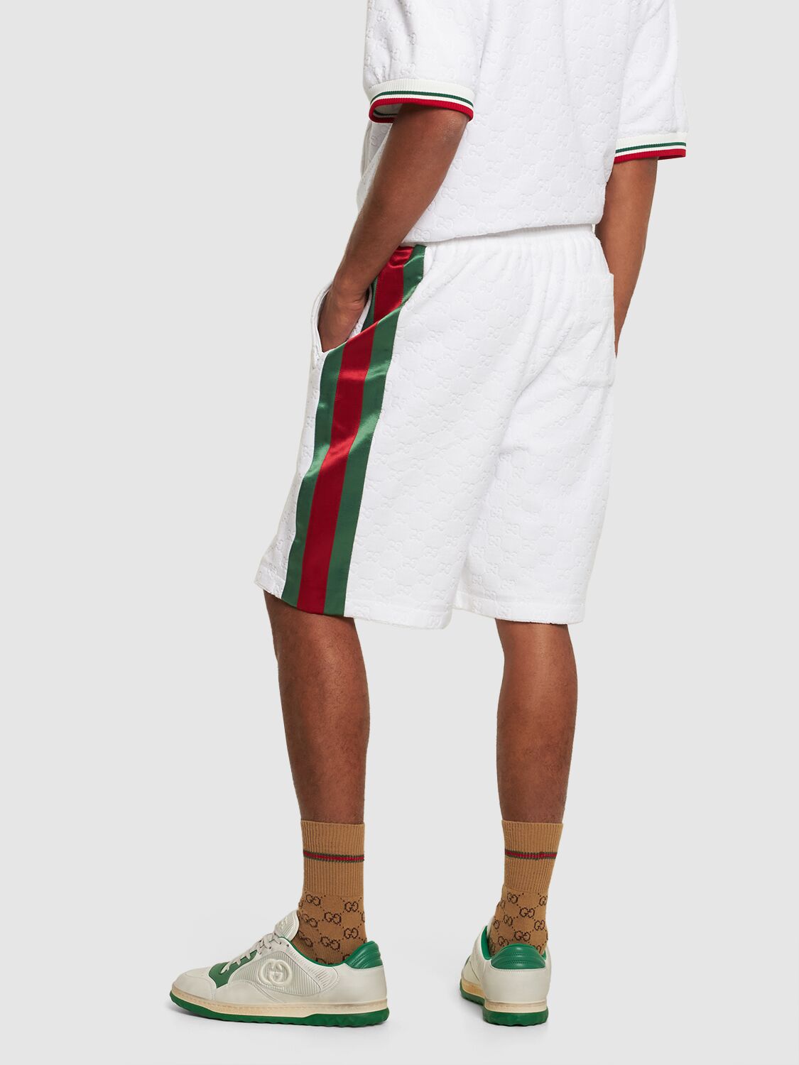 Gucci Web stripe-jacquard shorts - Brown