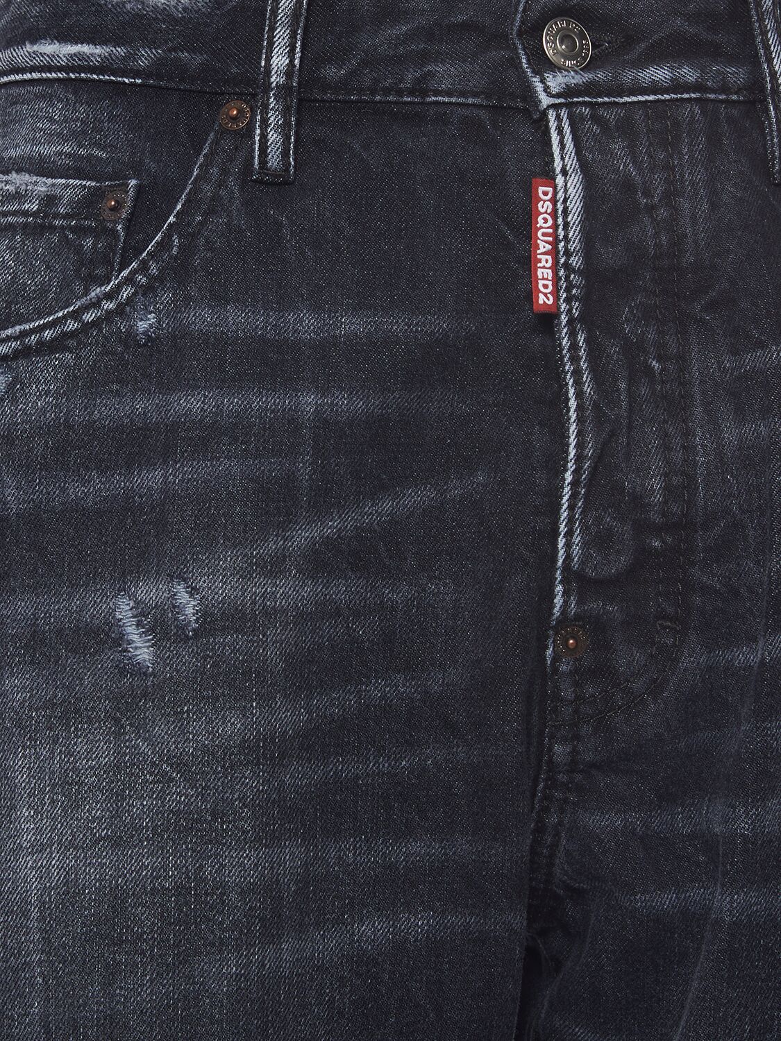 Shop Dsquared2 642 Fit Cotton Denim Jeans In Black