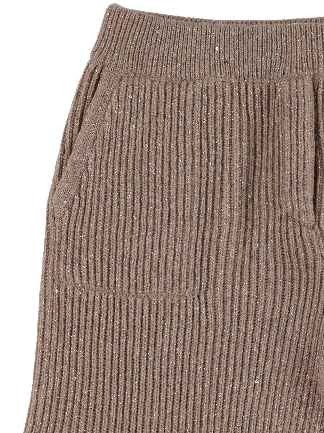 Shop Brunello Cucinelli Ribbed Cashmere & Nylon Cargo Pants In Brown