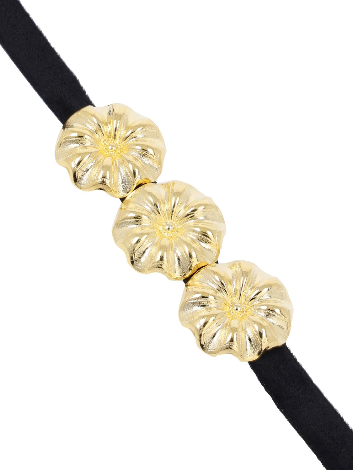 Shop D'estree Elizabeth Daisy Velvet Choker In Black,gold