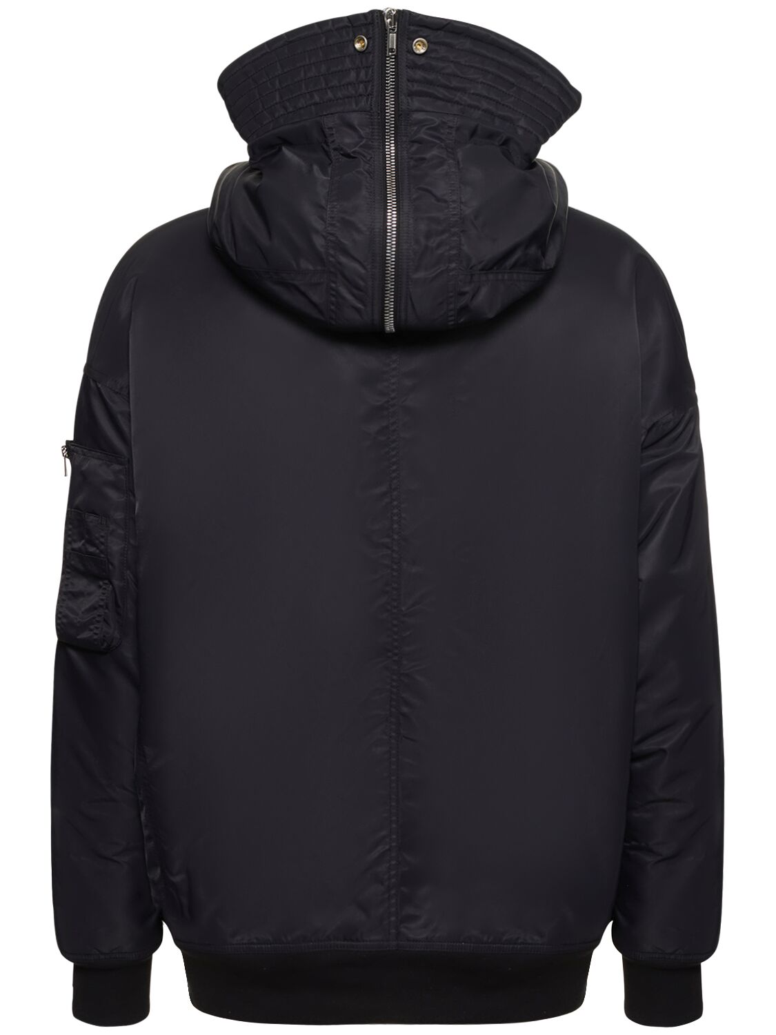 Rick Owens Drkshdw Hooded Long Bomber Nylon Down Jacket In Black