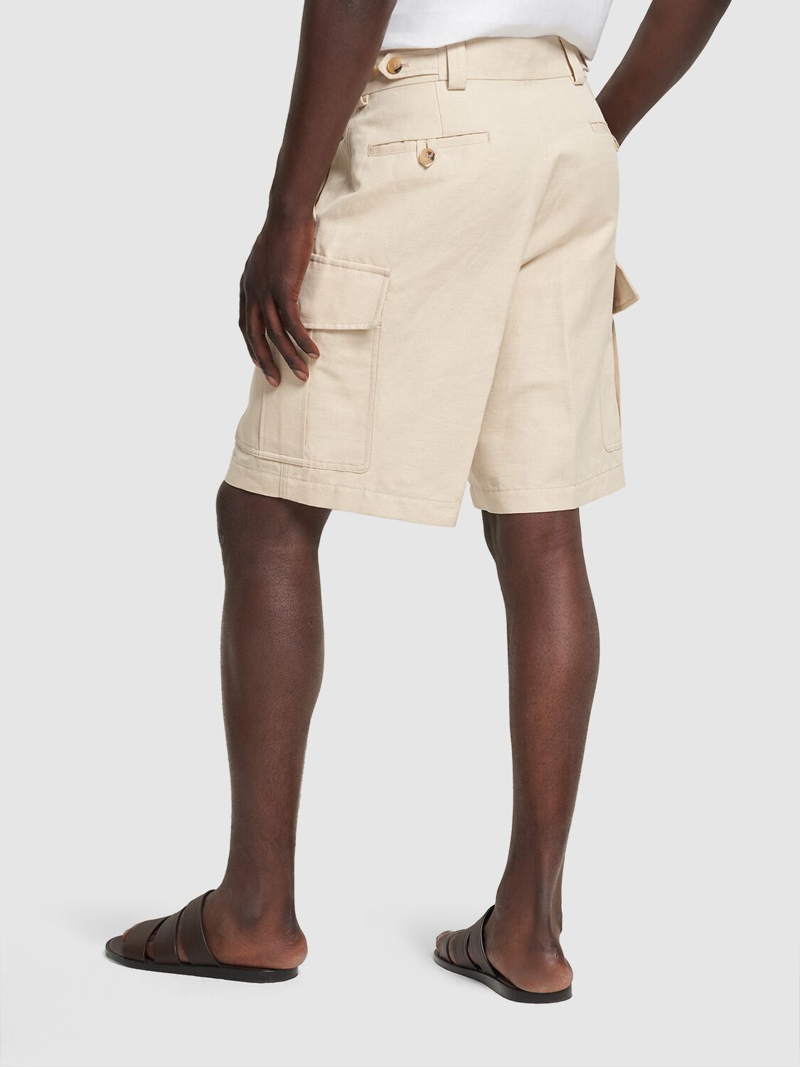 Shop Loro Piana Bizen Cotton & Linen Bermuda Shorts In Beige