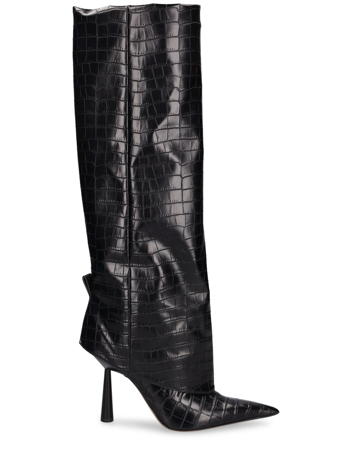 GIA BORGHINI 100MM ROSIE 31 CROC EMBOSSED TALL BOOTS