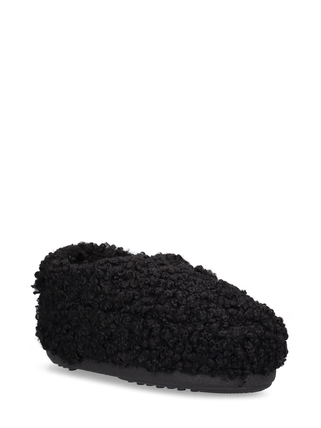 Shop Moon Boot Curly Faux Fur Mules In Black