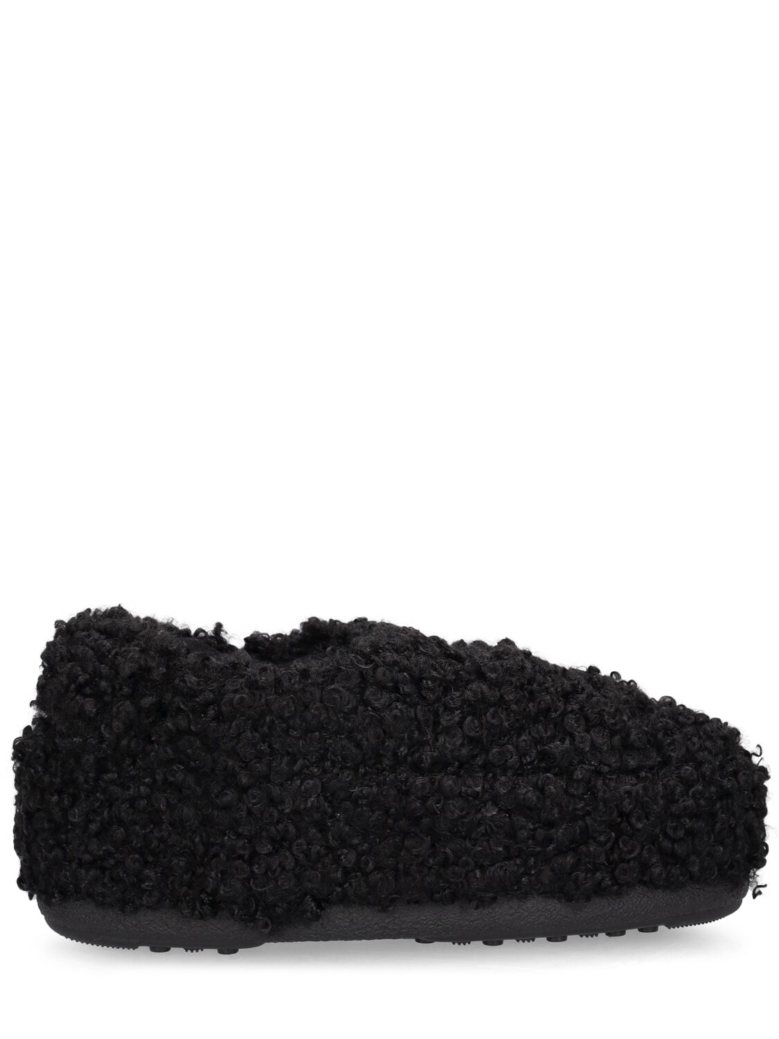 Moon Boot Curly Faux Fur Mules In Black