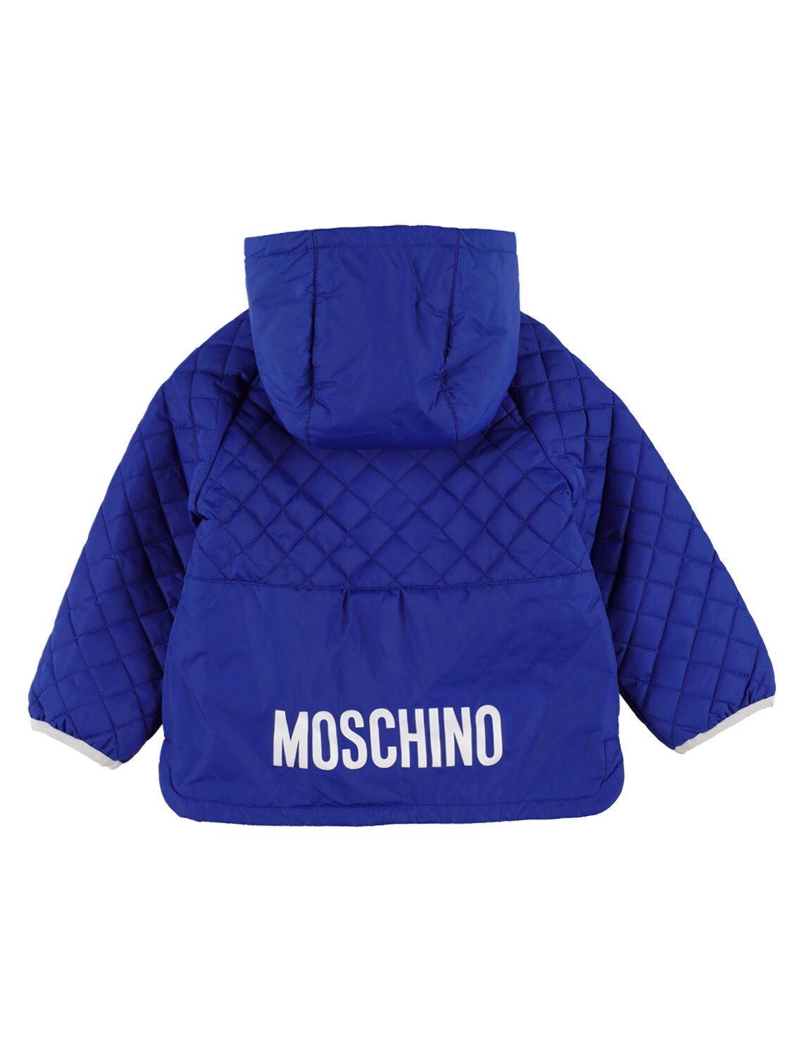 Shop Moschino Quilted Nylon Zip Jacket In Blue