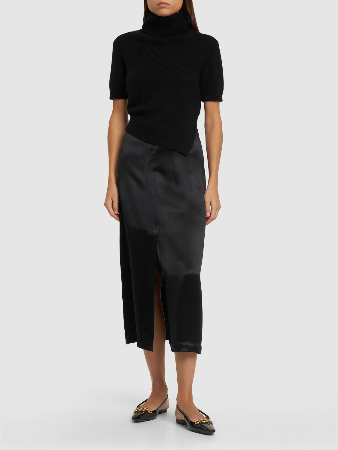 Shop Loulou Studio Lys Silk Blend Midi Skirt In Schwarz