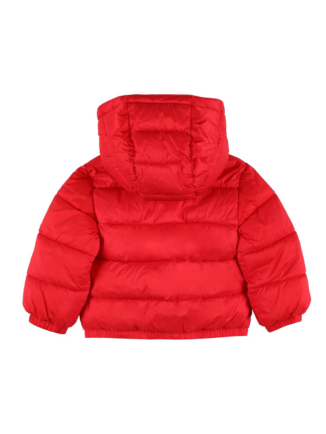 Shop Moschino Printed Nylon Puffer Jacket W/logo In Red