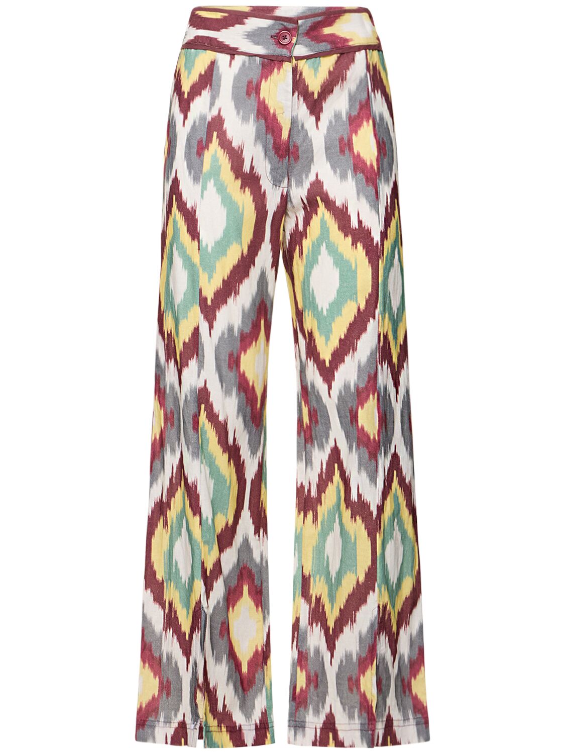 Maria De La Orden Elio Printed Straight High Waist Trousers In Multicolor