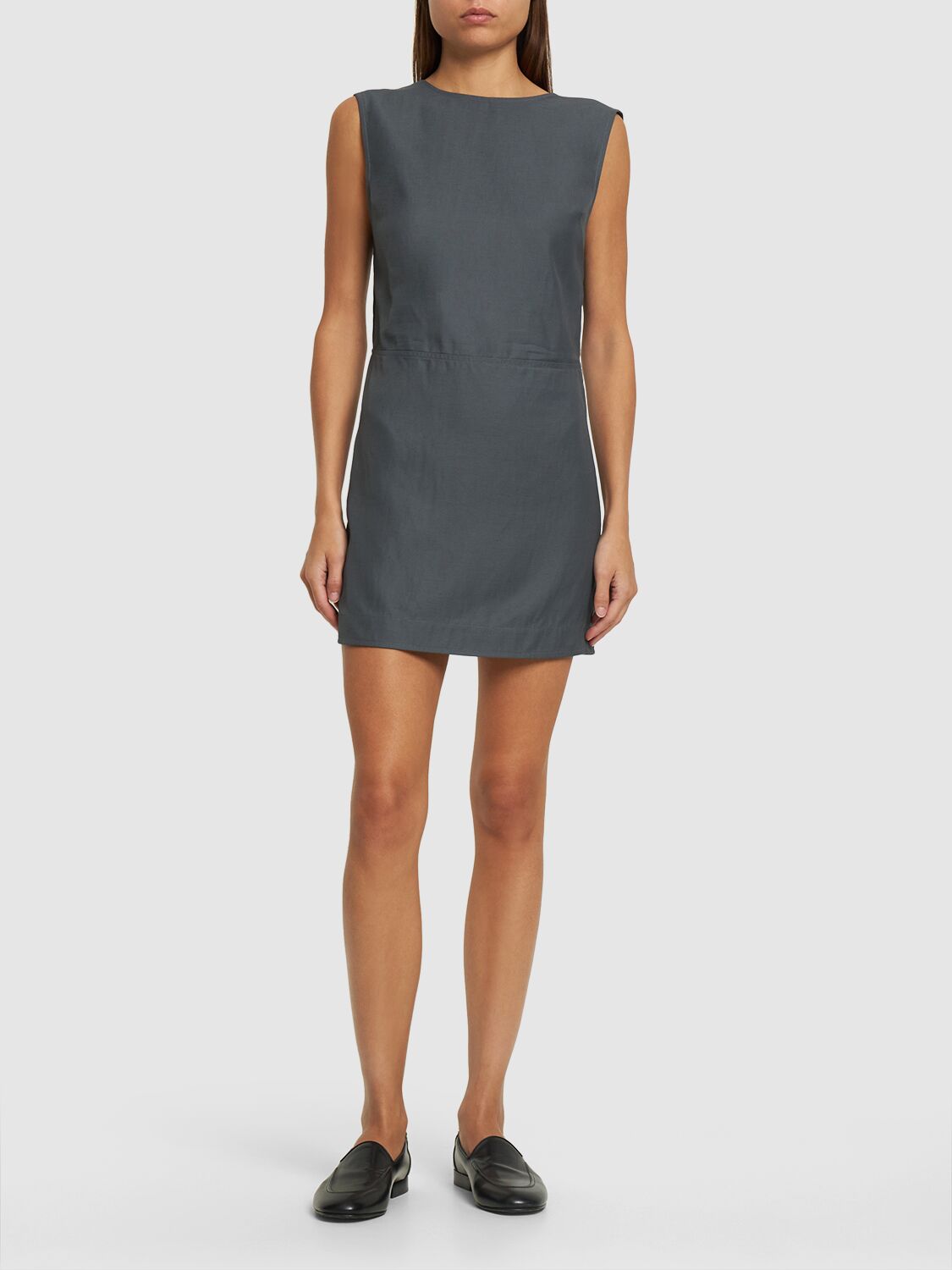 Shop Loulou Studio Hoya Sleeveless Viscose Blend Mini Dress In Grau