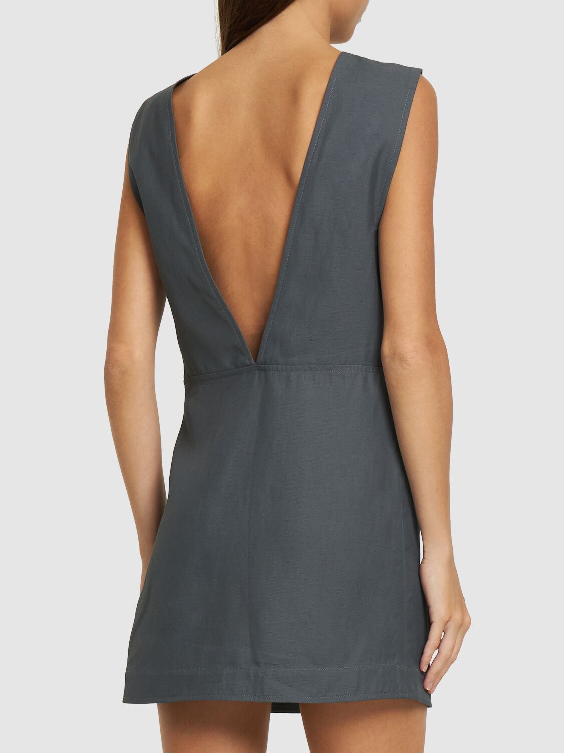 Shop Loulou Studio Hoya Sleeveless Viscose Blend Mini Dress In Grau