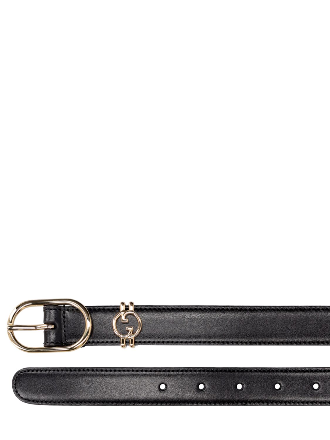 Shop Gucci 25mm Round Interlocking G Leather Belt In Black