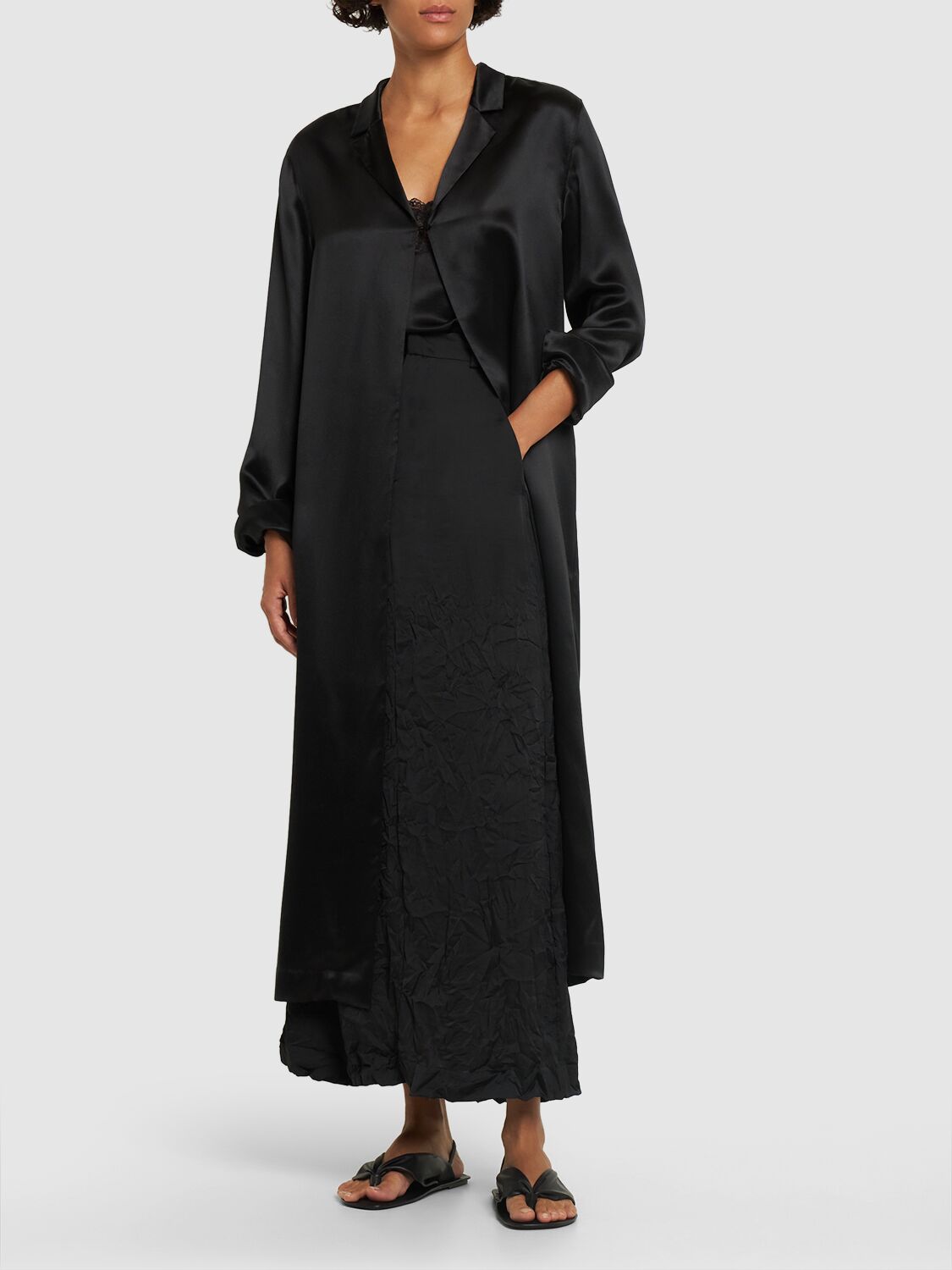 Shop Loulou Studio Oyat Silk Blend Long Shirt In Schwarz