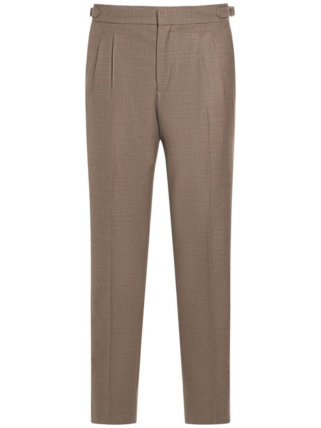 Image of Wool Pleated Pants W/ Buckle Straps