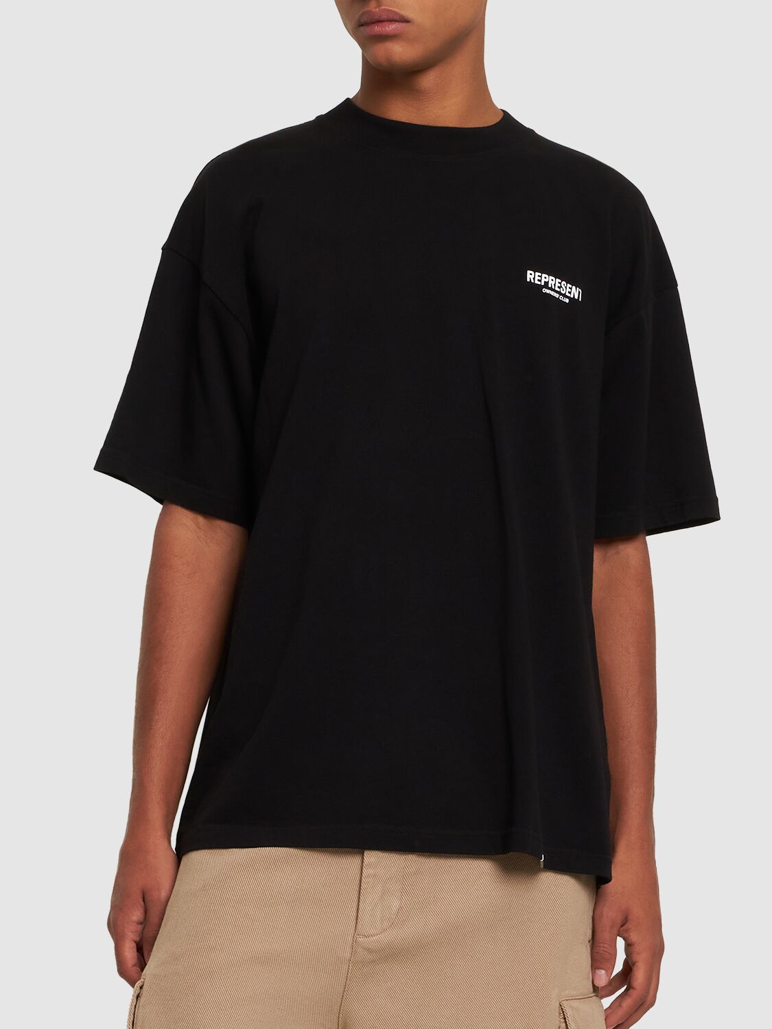 Shop Represent Owners Club Logo Cotton T-shirt In Black