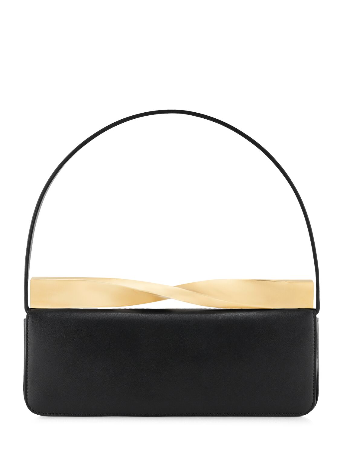 AQUAZZURA E/W TWIST LEATHER SHOULDER BAG